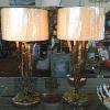 Larger pair (39" tall) of cattail lamps with rustic bases.